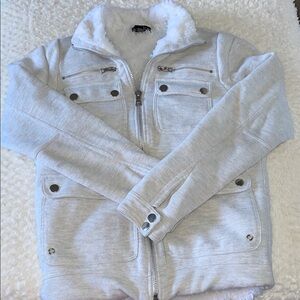 Cozy Gray Zip-Up Jacket with Faux Fur Lining